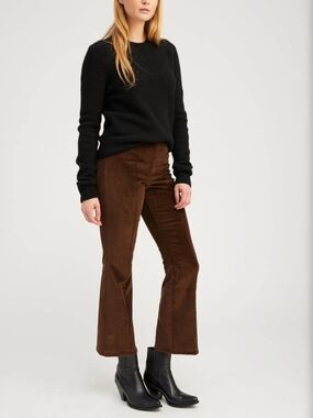 SPRWMN Corduroy Ankle Flare with Princess Seams XS High Rise Cropped Chic Office